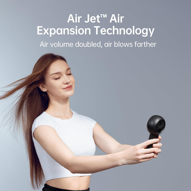 JISULIFE Tragbarer Handheld-Turbo-Ventilator [18 Stunden maximale Kühlzeit], 6000mAh USB wiederaufla