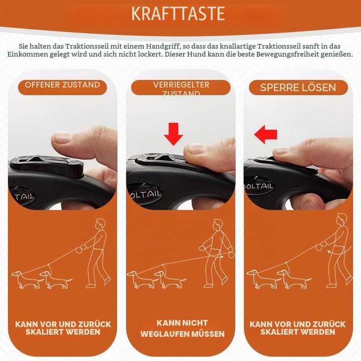 KOOLTAIL Dual Retractable Hundeleine für Zwei Hunde bis 110 Lbs, Heavy Duty Doppelkopf 16 ft Erweite