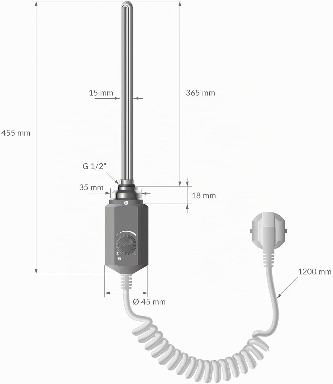 ECD Germany Badheizkörper Elektrisch 600 x 1500 mm Anthrazit gerade mit Seitenanschluss inkl. Heizst
