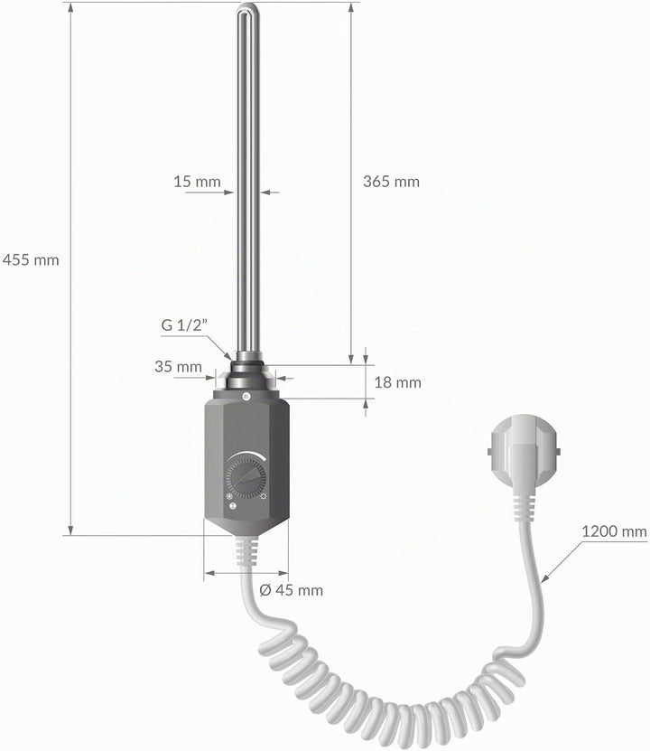 ECD Germany Badheizkörper Elektrisch 600 x 1500 mm Anthrazit gerade mit Seitenanschluss inkl. Heizst