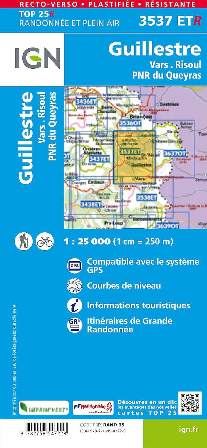 Guillestre / Vars Risoul / PNR du Queyras (3537ETR) (TOP 25R), Karte