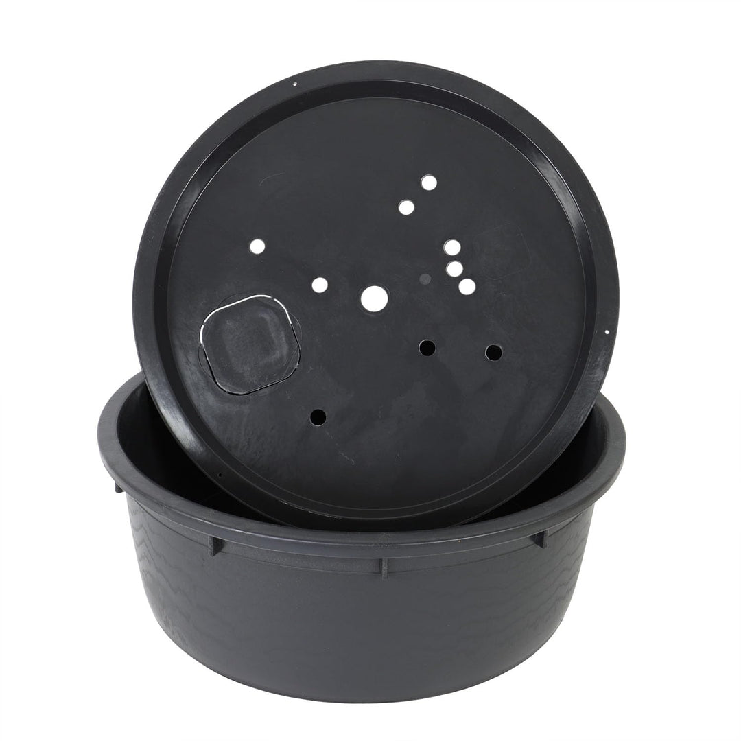 CLGarden Springbrunnenbecken Set mit ø 88cm GFK Deckel 150 Liter PE Becken für Springbrunnen Quellst