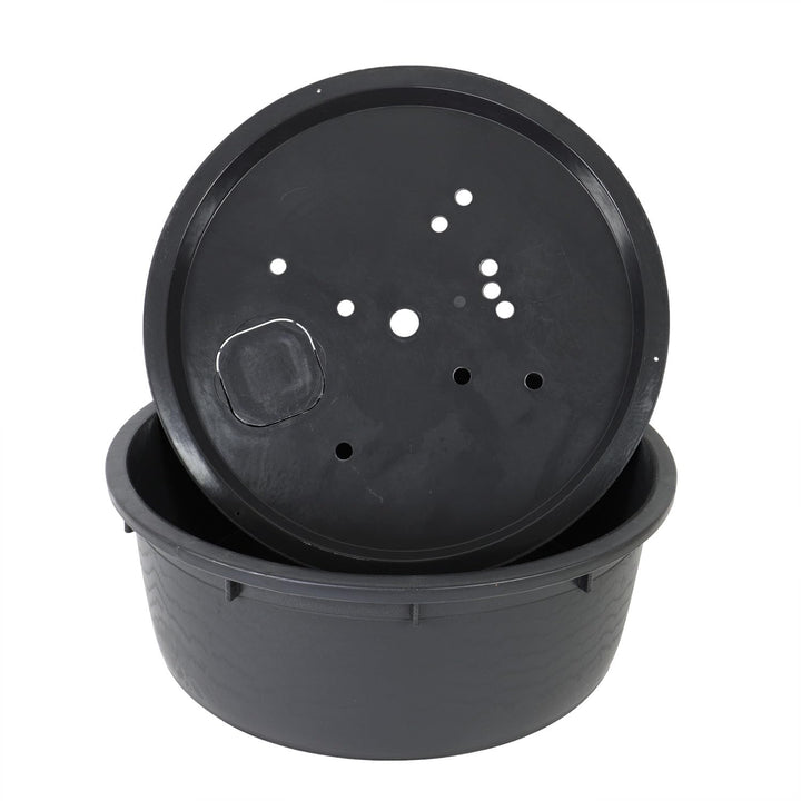 CLGarden Springbrunnenbecken Set mit ø 88cm GFK Deckel 150 Liter PE Becken für Springbrunnen Quellst