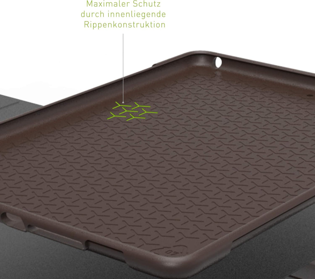 KMP GreenNu Schutzhülle/Klapphülle passend für iPad 9,7“ 2017/2018 – braun - 100% recyclebar – ohne
