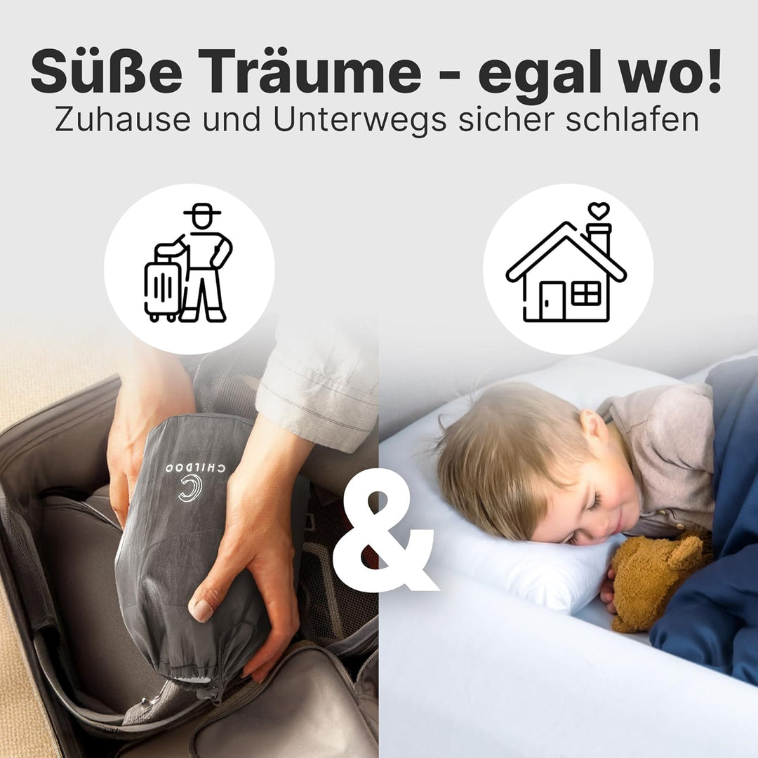 CHILDOO Rausfallschutz Bett aufblasbar Reise [Einzelpack] Bettschutzgitter für Kinder Bettkantenschu