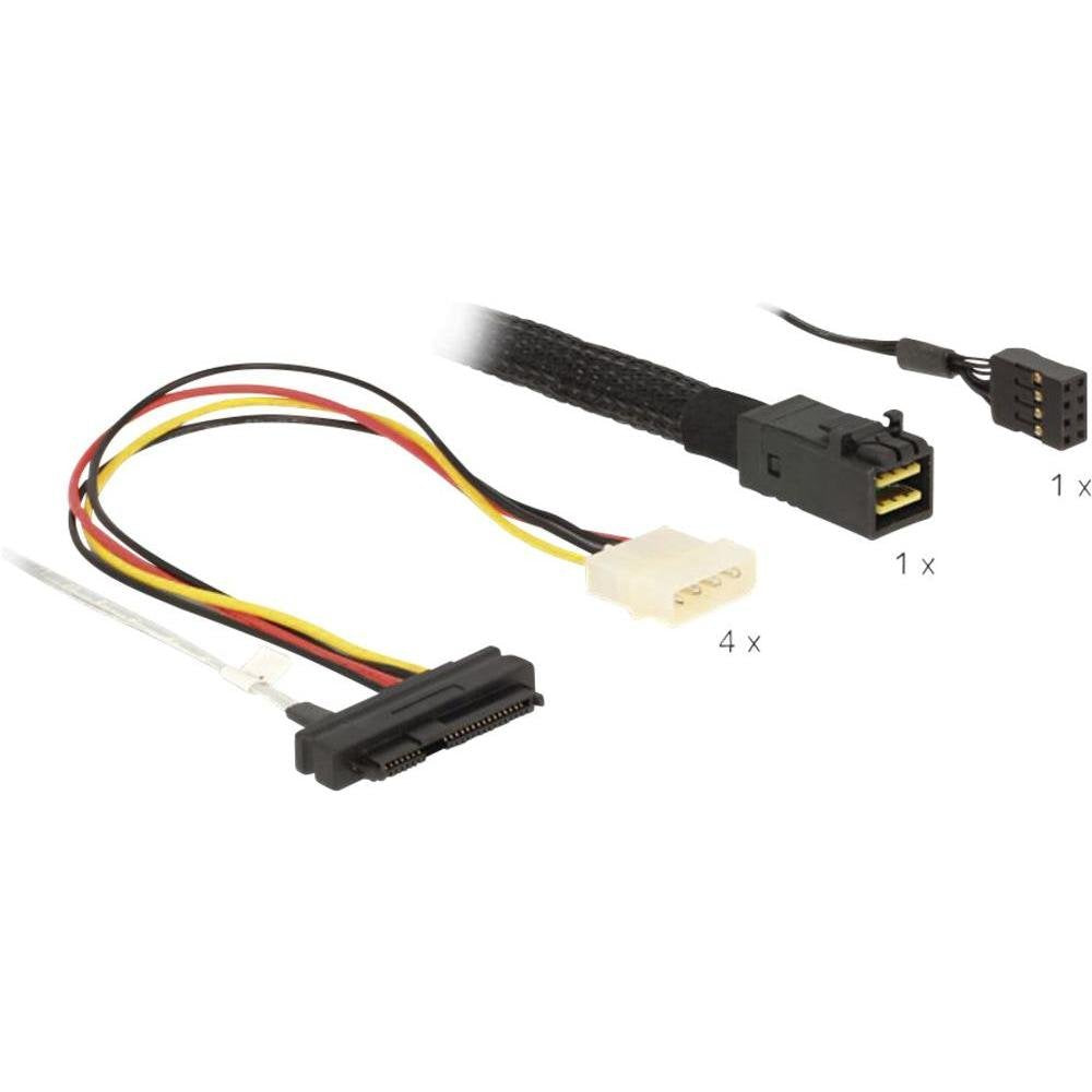 Delock Kabel Mini SAS HD SFF 8643 x4 Stecker > 4 x SAS 29 Pin SFF 8482 Buchse 0,5 m