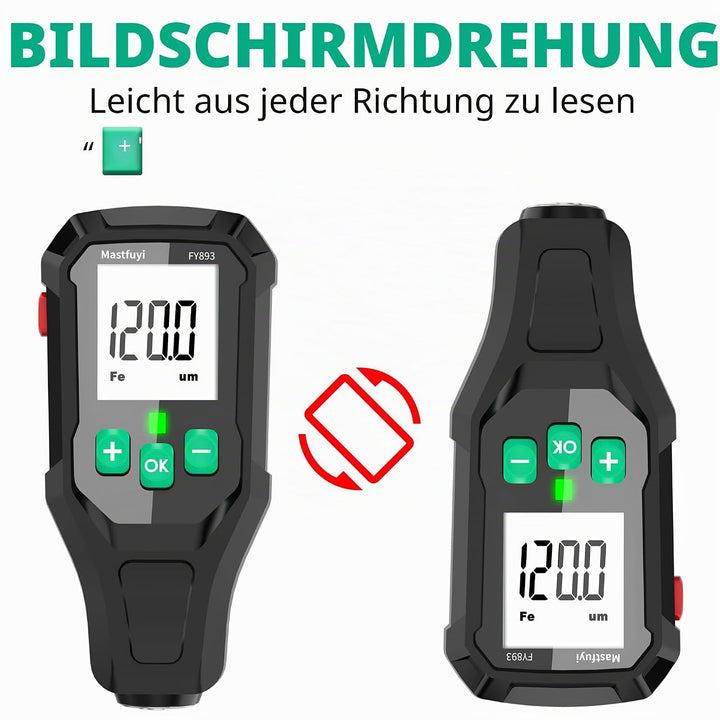 Lackschichtdickenmessgerät, Lackdickenmessgerät, Digital Car Coating Depth Gauge Tester mit Resol 0.