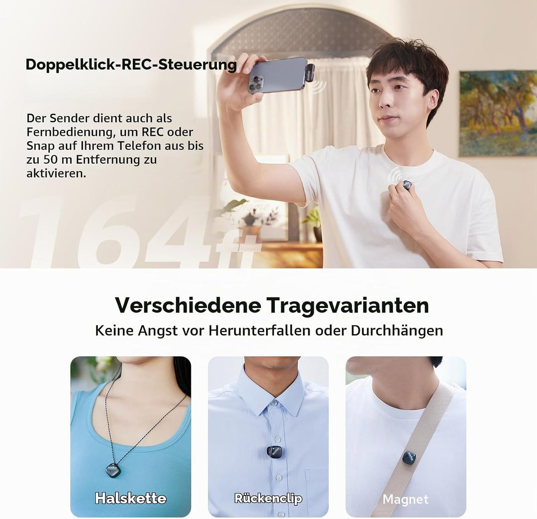 Godox Cube C Combo Kit2, Microphone Wireless Kompatibel für Kamera/Smartphone/iPhone, Rauschunterdrü
