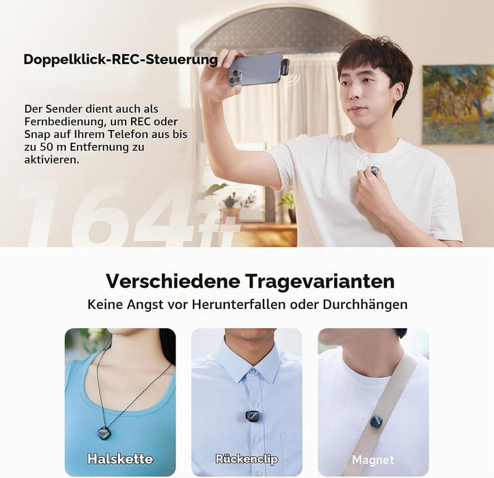 Godox Cube C Combo Kit2, Microphone Wireless Kompatibel für Kamera/Smartphone/iPhone, Rauschunterdrü