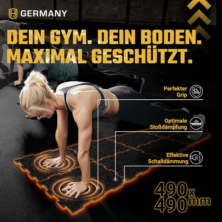 HQ Germany® Bodenschutzmatte Fitness - Premium Gym Boden | Made in EU | Matten Fitnessraum in Studio
