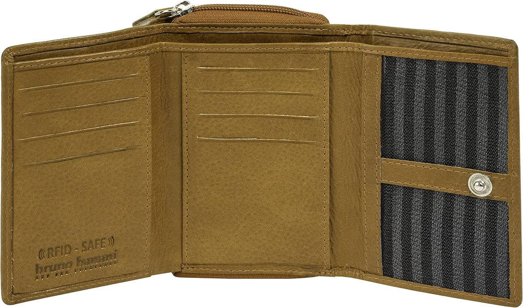bruno banani kleine Geldbörse im Querformat Echt Leder Damen | RFID-Schutz, Clever konzipiert, Kompa