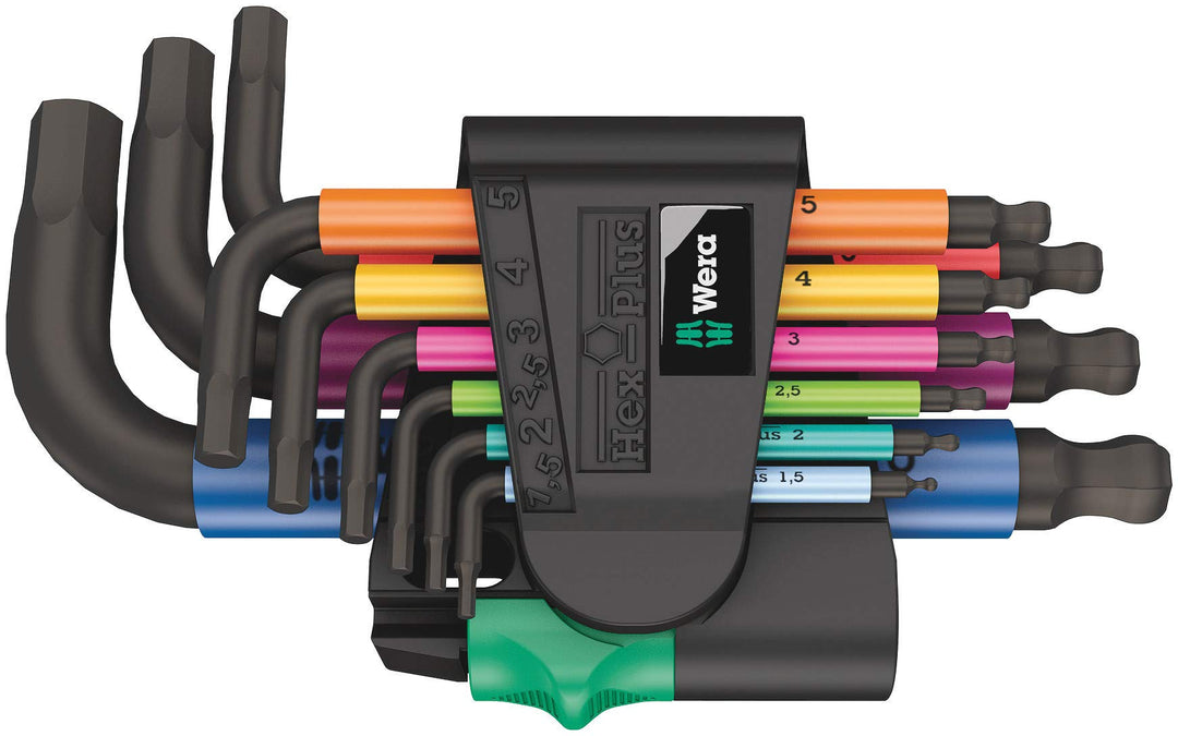 Wera 05133164001 950/9 Hex-Plus Multicolour 2 Winkelschlüsselsatz, metrisch, BlackLaser, 9-teilig Si