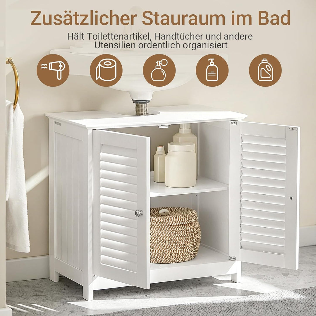 SoBuy® FRG237-W Waschbeckenunterschrank Badschrank Unterschrank Badmöbel in weiss BHT ca: 60x58x34cm