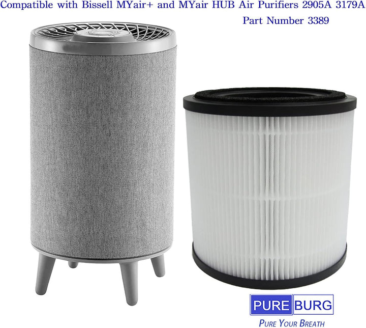 PUREBURG ErsatzFilter kompatibel mit Bissell MYair+ und MYair HUB Luftreinigern 2905A 3179A, Teilenu