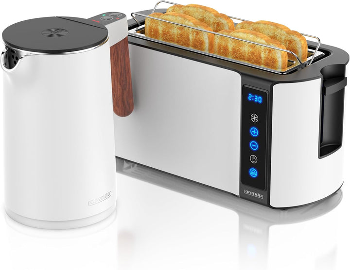 Arendo - Wasserkocher Toaster SET - Edelstahl - Wasserkocher mit Temrpatureinstellung - 45-100 Grad