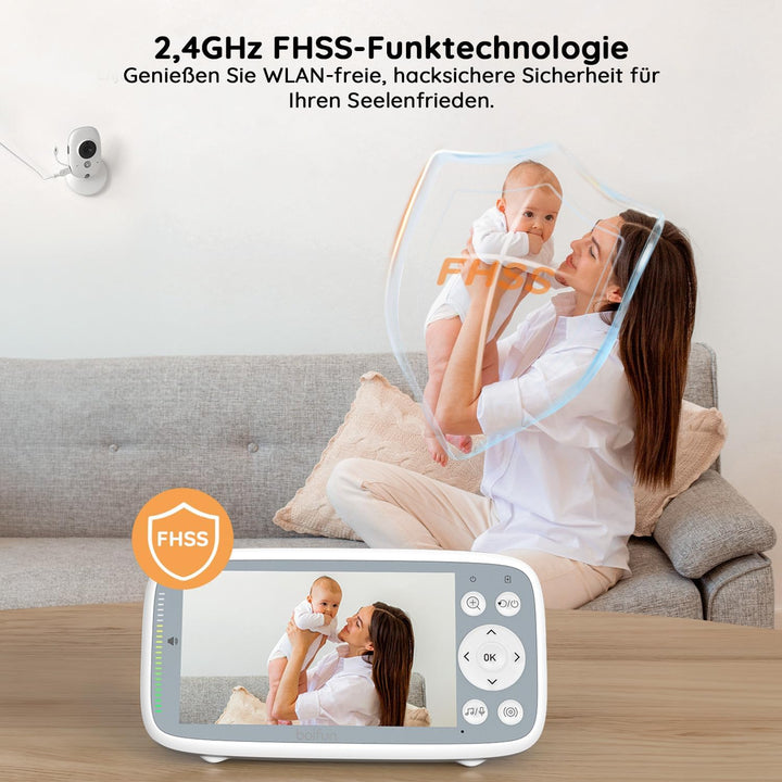 BOIFUN Babyphone mit 2 Kameras, VOX Nachtsicht Babyfon, Temperaturüberwachung, Gegensprechfunktion V
