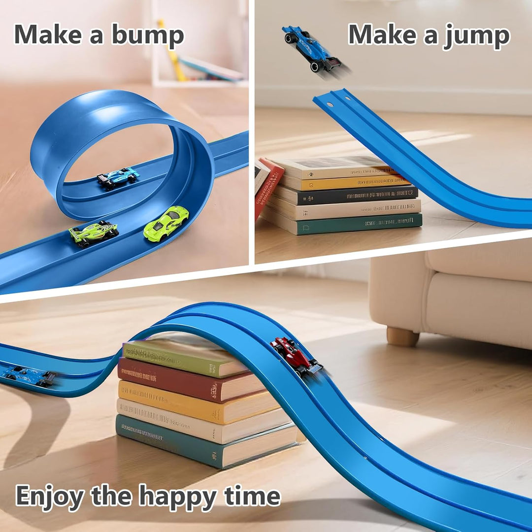 Autorennbahn Rennbahn 4.5M für Hot Wheels, Flexible Rennstrecke Auto Autorennbahn Rennbahn Spielzeug