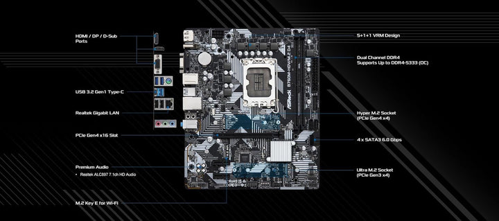 Asrock B760M-HDV/M.2 D4 Intel B760 LGA 1700 Micro ATX