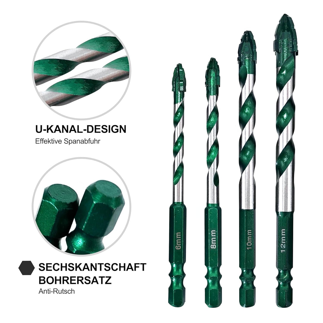 Sägezahnung Fliesenbohrer Exzenterbohrer-Set 10 tlg, Glasbohrer Set mit Kobalt，Keramikbohrer für Fli