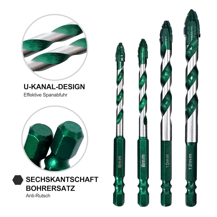 Sägezahnung Fliesenbohrer Exzenterbohrer-Set 10 tlg, Glasbohrer Set mit Kobalt，Keramikbohrer für Fli