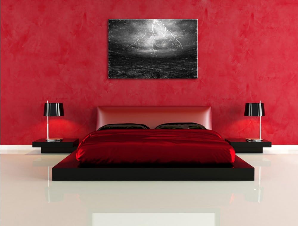 Pixxprint gewaltiges Gewitter als Leinwandbild/Grösse: 100x70 / Wandbild/Kunstdruck/fertig bespannt,