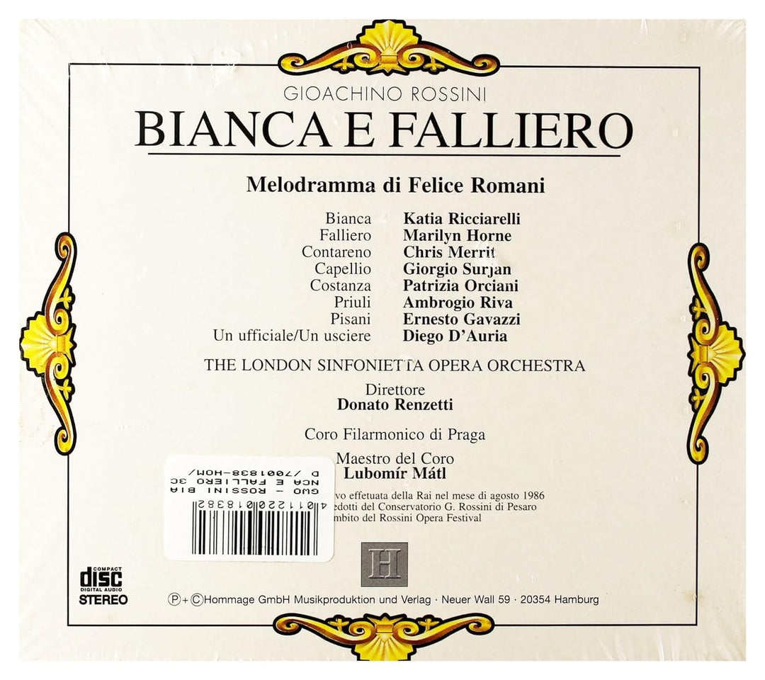 Gioacchino Rossini: Bianca e Falliero (Opern-Gesamtaufnahme), Audio-CD