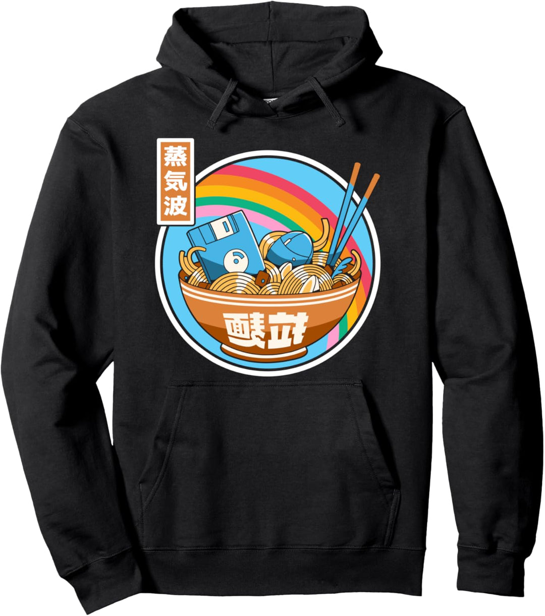 Digitale Ramenschale im japanischen Stil, Pastellfarben Pullover Hoodie