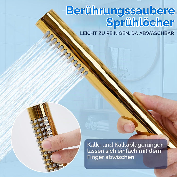 Ohotecy Handbrause Wassersparende Duschkopf aus Edelstahl 304 mit 48 Anti-Kalk Düsen Einfache Strahl