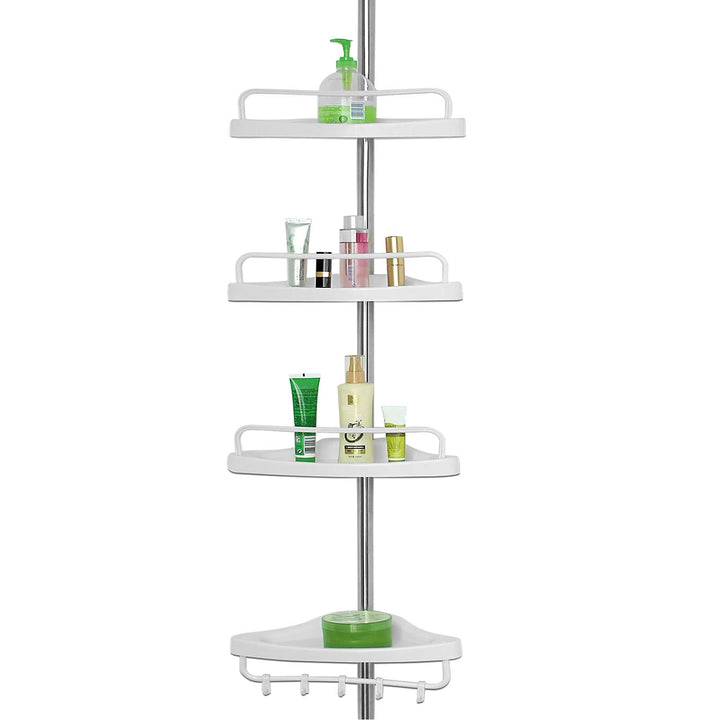 Deuba® Teleskop Duschablage ohne Bohren 4 Ablagen 92-306 cm höhenverstellbar Edelstahl Silber Duschr