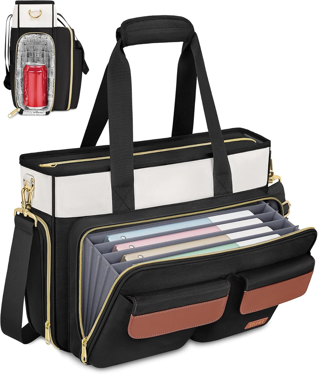 Ytonet Lehrertasche Damen Gross, Schützend Laptoptasche 15,6 Zoll mit Dokumentenmappe A4, Gross Arbe