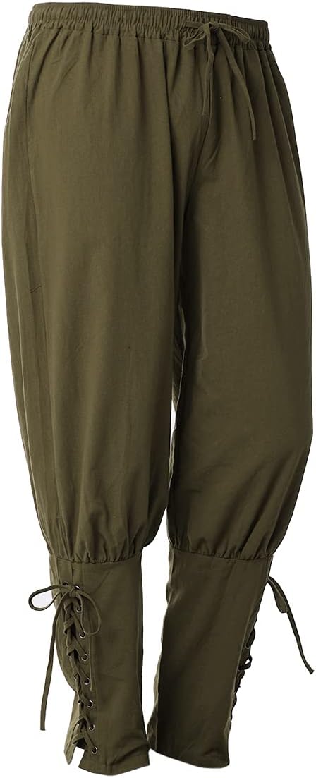 COSDREAMER Herren Mittelalterhose Wikinger Piraten Kostümhose Grau M M Grau, M Grau
