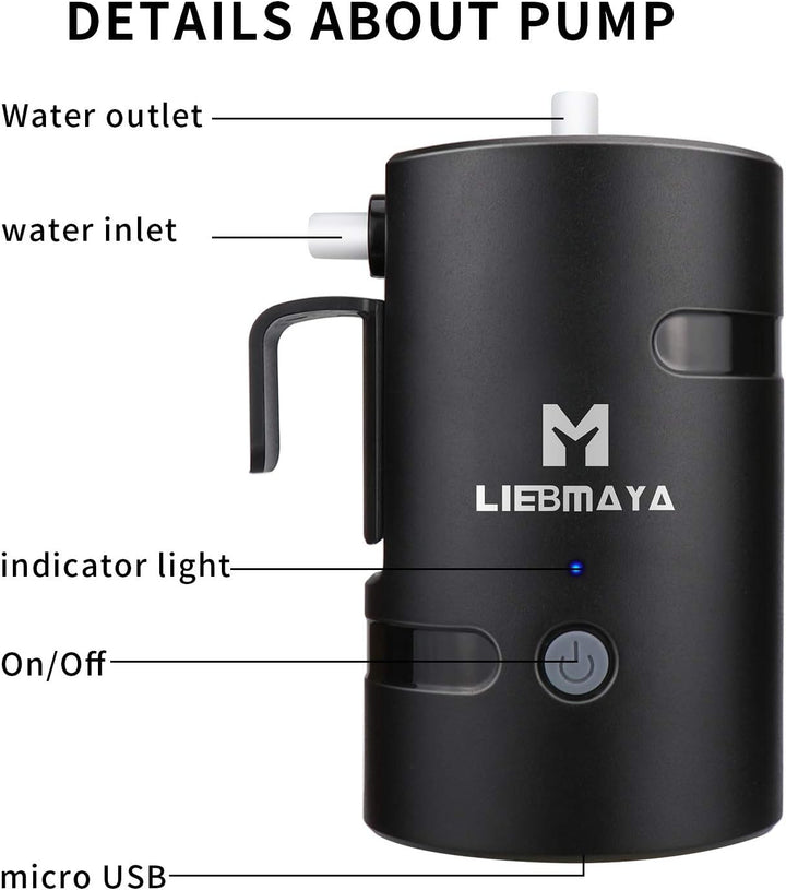 LIEBMAYA 12V Tragbare Aussendusche, Outdoor Dusche, Campingdusche mit 4400mAh Akku USB Ladung Angetr