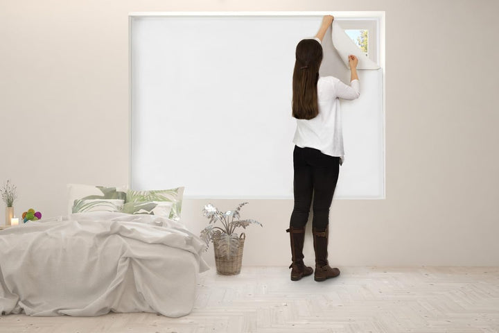 Easyblinds Easyblackout Verdunkelungsrollo, selbstklebend, Weiss, für Fenster bis 150x135cm, Zuschni