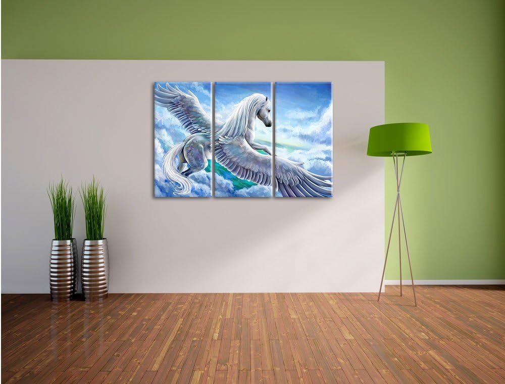 Pixxprint Pegasus fliegt über den Wolken als Leinwandbild/Grösse: 3 Teilig (120x80) / Wandbild/Kunst