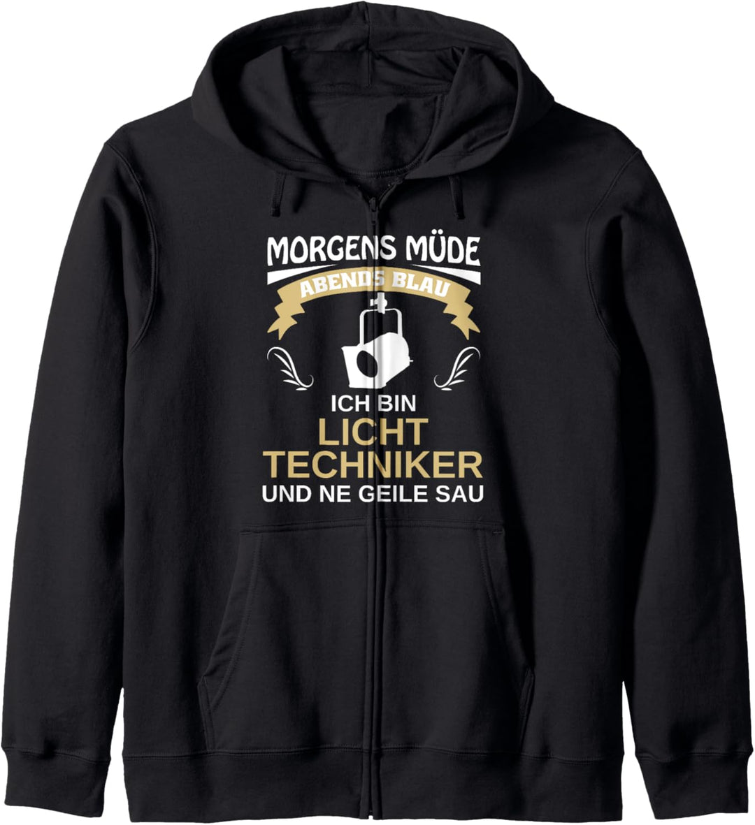 Bühnentechniker Morgens Müde Abends Blau Lichttechniker Kapuzenjacke