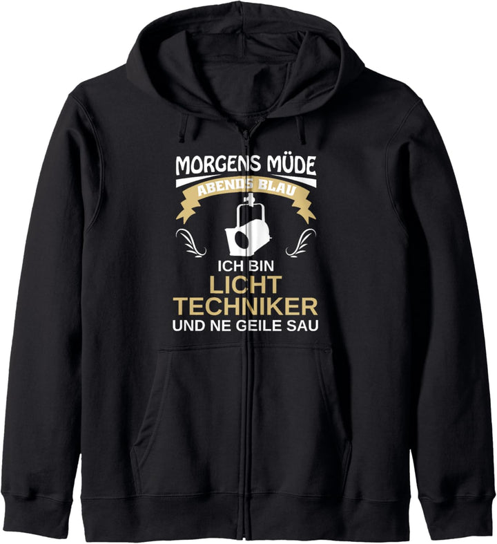 Bühnentechniker Morgens Müde Abends Blau Lichttechniker Kapuzenjacke