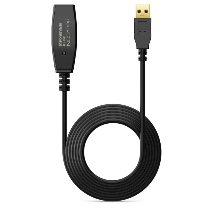 deleyCON 7,5m Aktives USB 3.0 Kabel Aktive Verlängerung mit 1 Signalverstärker USB3.0 Repeaterkabel