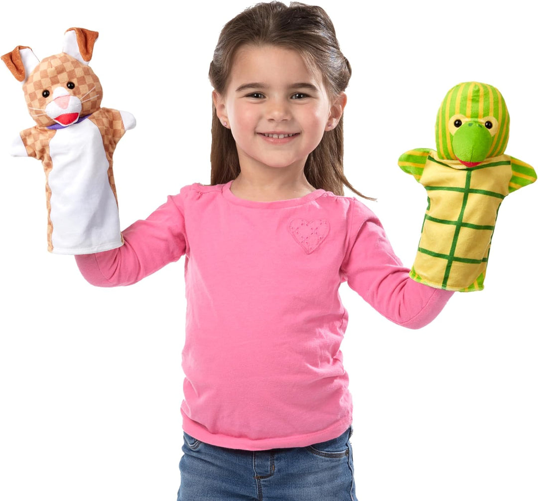 Melissa & Doug Tierfreunde-Handpuppen, 6er-Set (Katze, Hund, Pferd, Papagei, Schildkröte, Hase, Pfer