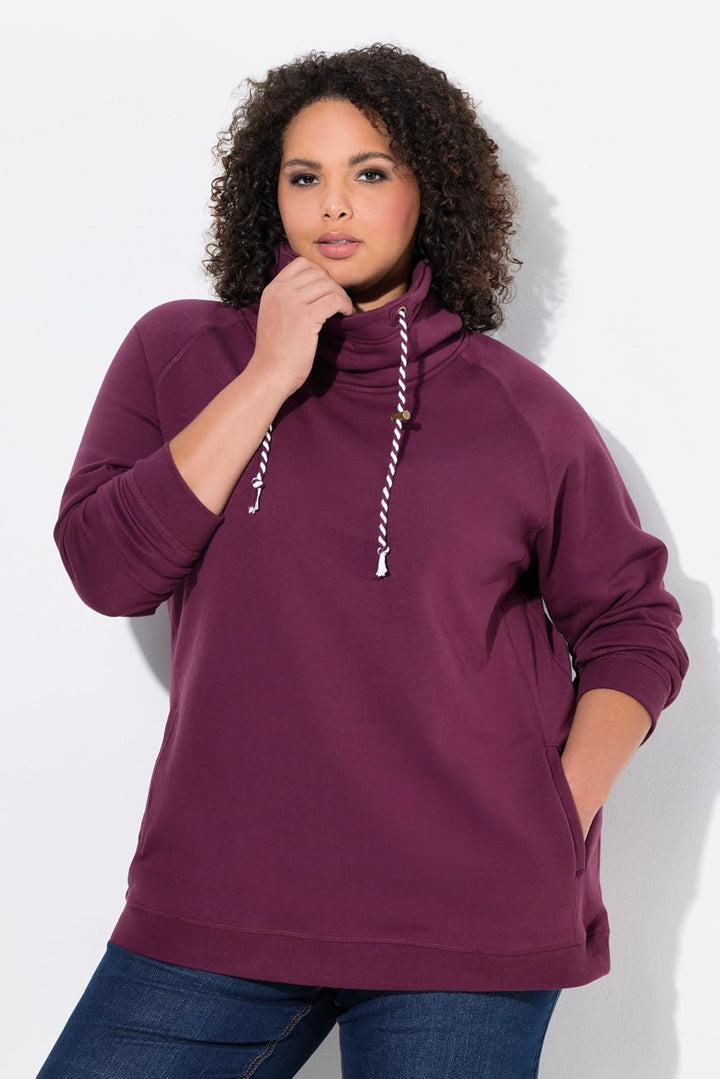 Ulla Popken Damen Grössen, Sweatshirt, Verdunkelung 42-44 Dunkle Beere, 42-44 Dunkle Beere