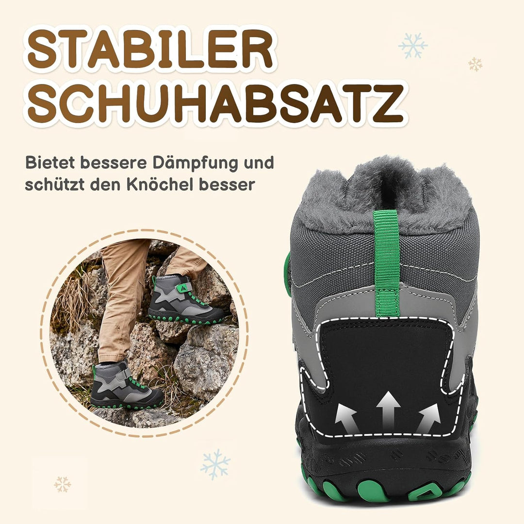 Mishansha Kinder Winterschuhe Gefüttert Winterstiefel für Jungen Mädchen Gr.24-38 33 EU Schwarz Grau
