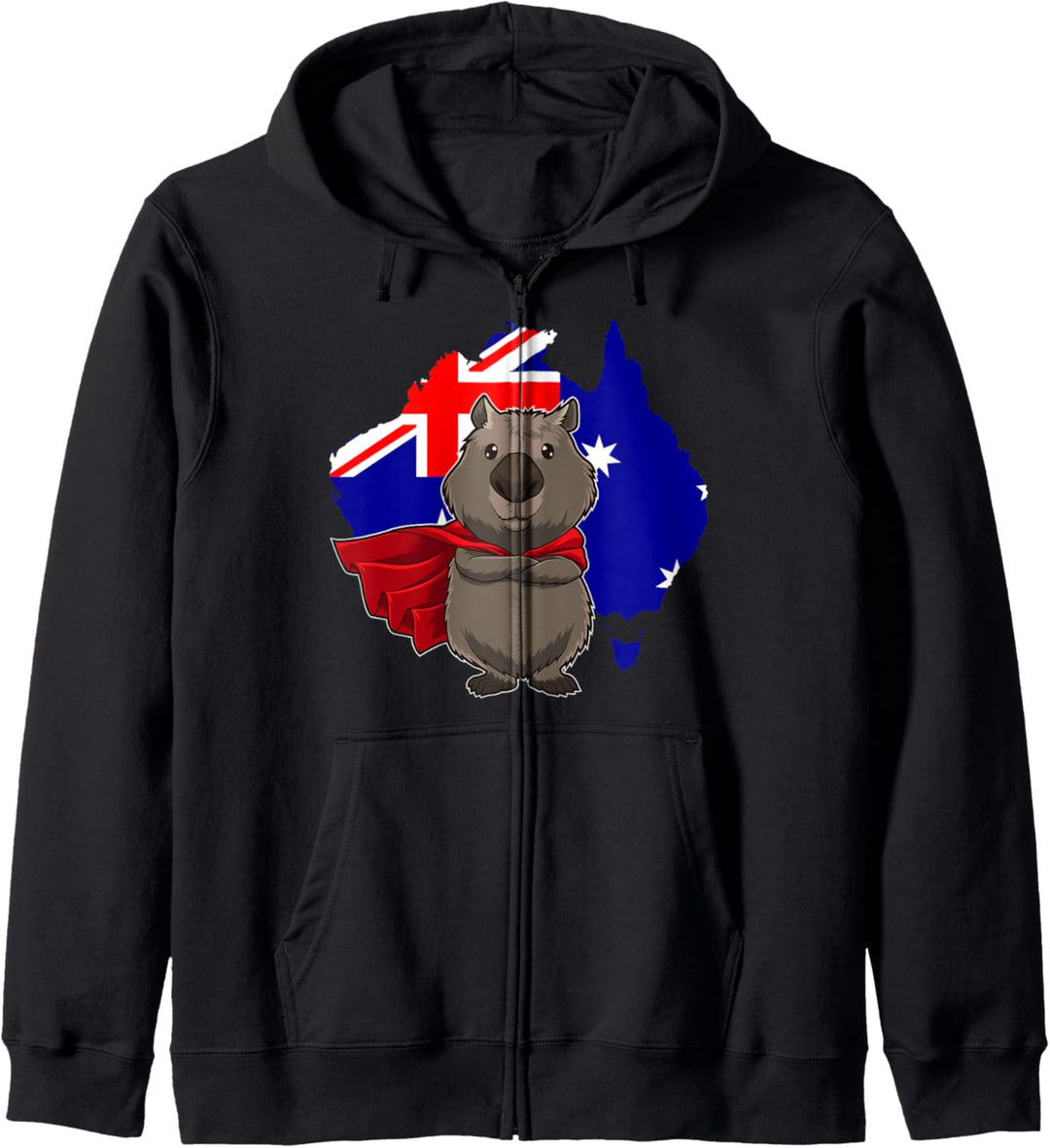 Wombat Held - Australien Umrisse mit Australischer Flagge Kapuzenjacke
