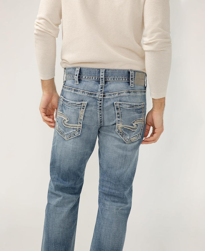Silver Jeans Co. Herren Men's Zac Relaxed Fit Straight Leg Legacy Jeans 28W / 32L Helles Indigoblau,