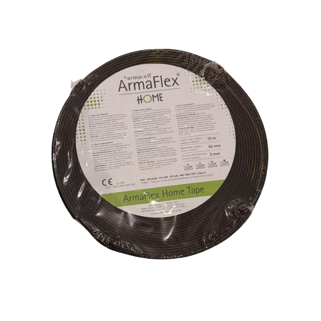 Armaflex HOME Selbstklebendes Kautschukband 50 mm x 3 mm x 15 m | Elastomer-Isolierband für DIY &amp; Wo