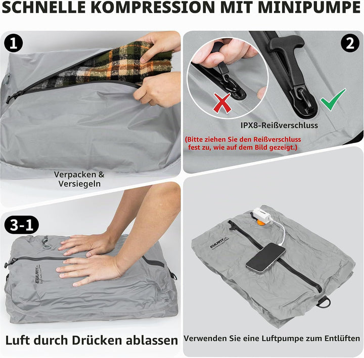 EULANT Vergrössert Vakuumbeutel für Reisen, Wiederverwendbare Kompressionsbeutel für Koffer/Gepäck/R