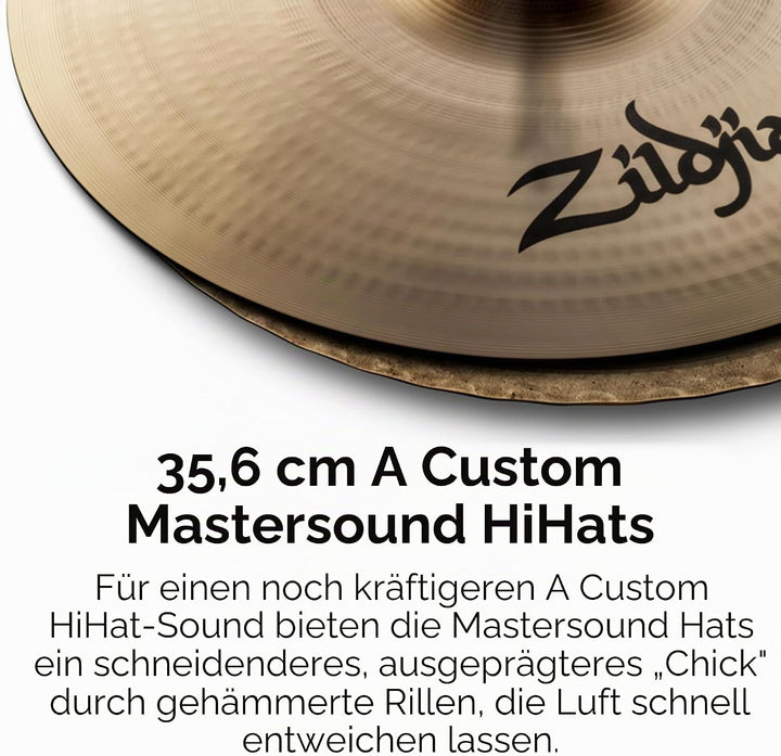 Zildjian A Custom Series - 14" Mastersound Hi-Hat Cymbals - Pair 14 Zoll Pair, 14 Zoll Pair