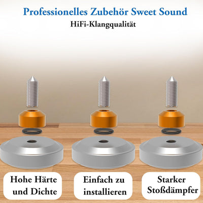 Monosaudio 4xHiFi Lautsprecher Spikes M4 Isolationsständerfüsse Absorber Füsse Aluminium Lautspreche