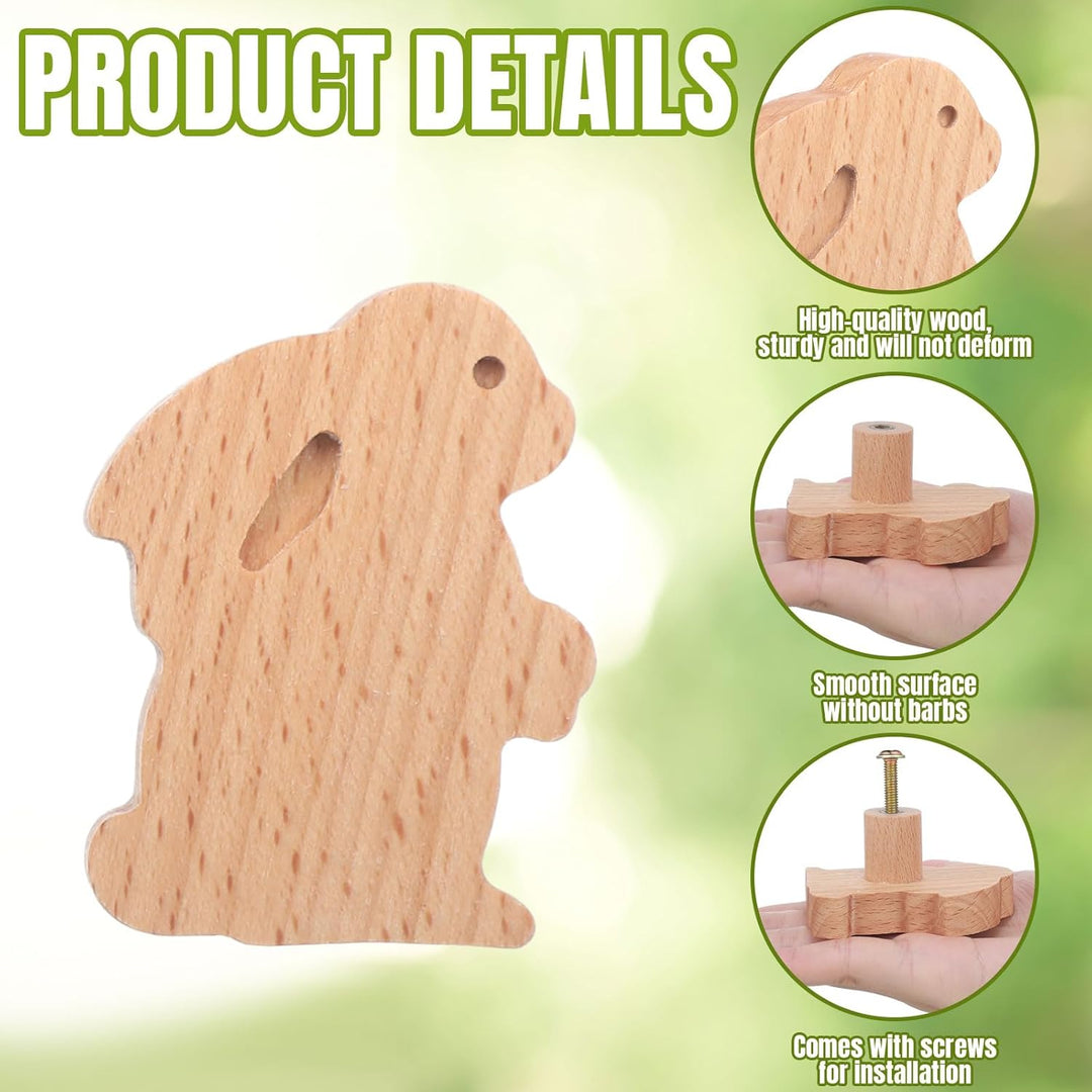 Qunclay Holzknäufe mit Tiermotiven, dekorative Holz-Kommodenknöpfe Schrauben, Kommode, Ziehen, Holz,