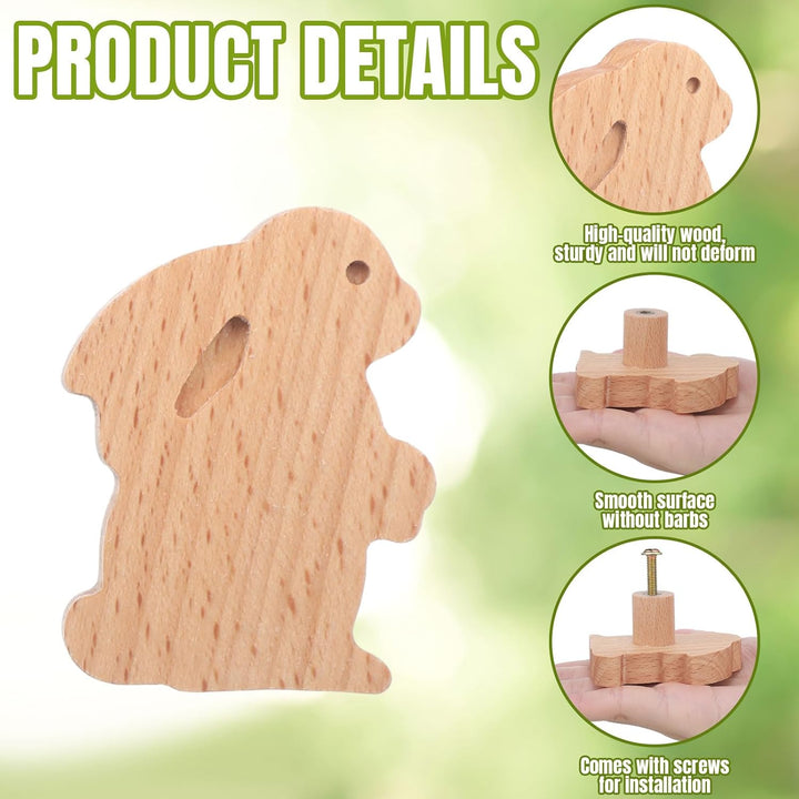 Qunclay Holzknäufe mit Tiermotiven, dekorative Holz-Kommodenknöpfe Schrauben, Kommode, Ziehen, Holz,