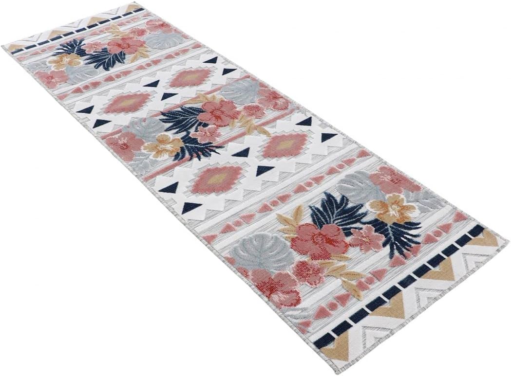 carpetfine In- und Outdoor Teppich Deja Läufer Multicolor 60x180 cm | Moderner Teppich Wetterfest fü