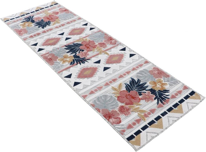 carpetfine In- und Outdoor Teppich Deja Läufer Multicolor 60x180 cm | Moderner Teppich Wetterfest fü
